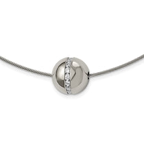 Chisel Titanium CZ Pendant with Polished Stainless Steel 17 inch Wire Necklace