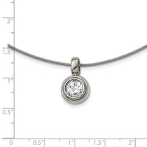 Chisel Titanium CZ Pendant with Polished Stainless Steel 17 inch Wire Necklace