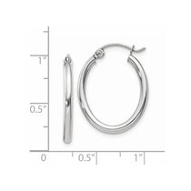 14k White Gold 2x24mm Polished Oval Tube Hoop Earrings