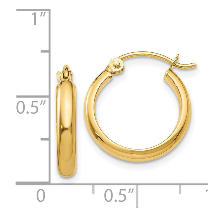 14k 2.75x12mm Round Tube Hoop Earrings