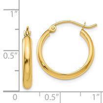 14k 2.75x17mm Round Tube Hoop Earrings