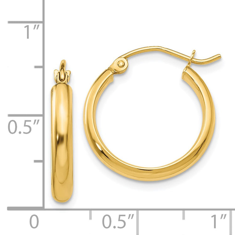 14k 2.75x17mm Round Tube Hoop Earrings