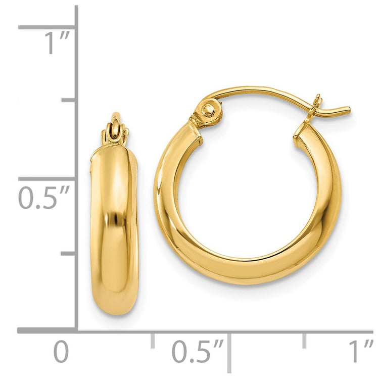 14k 3.75x17mm Round Tube Hoop Earrings
