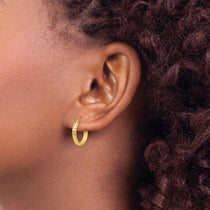 14K 2.8x15mm Diamond-cut Tube Hoop Earrings