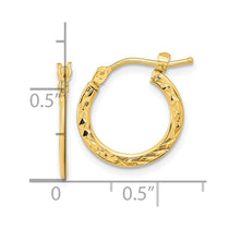 14k 1.00x15mm Polished Diamond-cut Tube Hoop Earrings