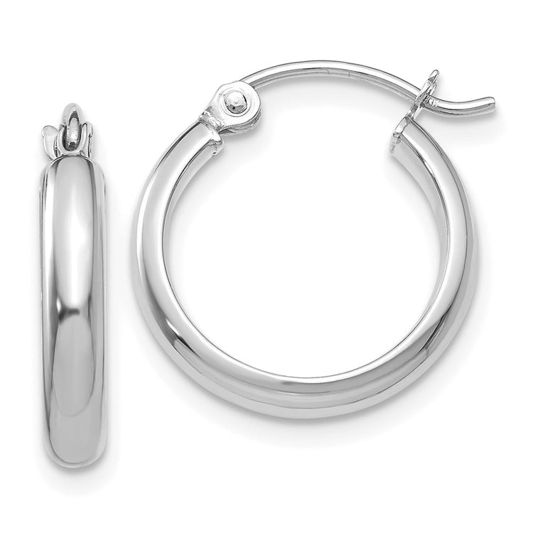 14k White Gold 2.75x12mm Round Tube Hoop Earrings