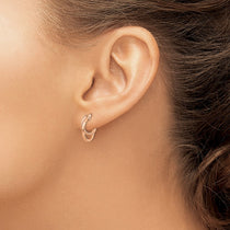 14K Rose Gold Polished Diamond-cut Hoop Earrings