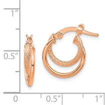 14K Rose Gold Polished Diamond-cut Hoop Earrings