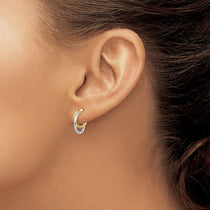 14K Two-Tone Polished Diamond-cut Hoop Earrings