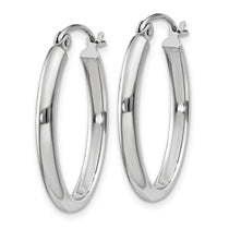 14k White Gold 2.75x23.5mm Polished Oval Tube Hoop Earrings