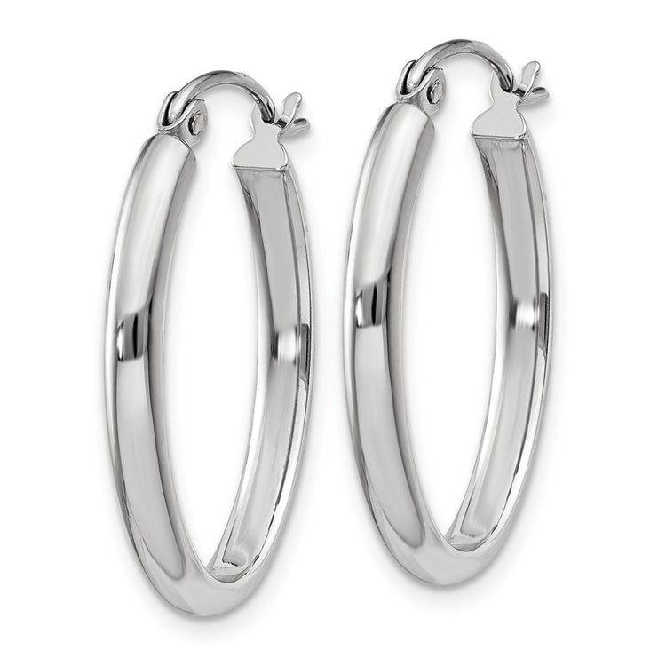 14k White Gold 2.75x23.5mm Polished Oval Tube Hoop Earrings