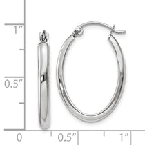 14k White Gold 2.75x23.5mm Polished Oval Tube Hoop Earrings