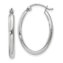 14k White Gold 2.75x23.5mm Polished Oval Tube Hoop Earrings