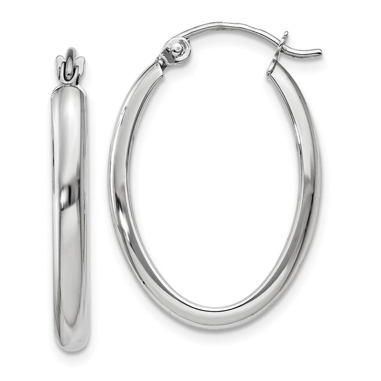 14k White Gold 2.75x23.5mm Polished Oval Tube Hoop Earrings