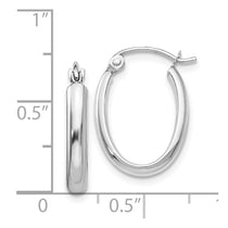 14k White Gold 2.75x18mm Polished Oval Tube Hoop Earrings