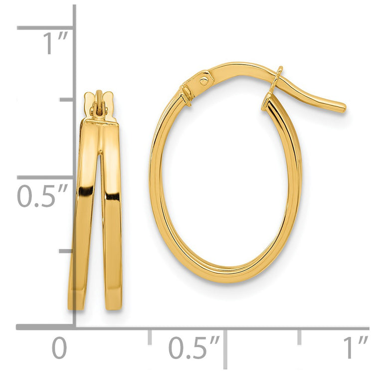 14k Polished Double Hoops
