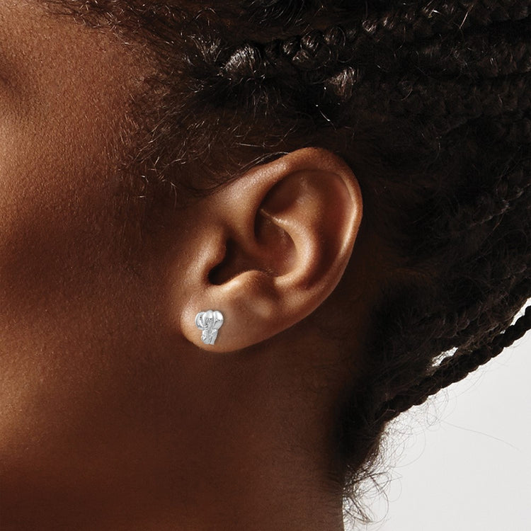 14k White Gold Elephant Earrings