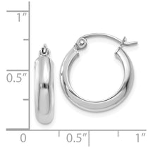 14k White Gold 3.75x17mm Round Tube Hoop Earrings