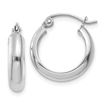 14k White Gold 3.75x17mm Round Tube Hoop Earrings
