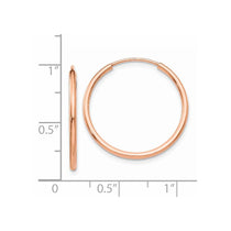 14k Rose Gold 1.5x23mm Polished Endless Tube Hoop Earrings