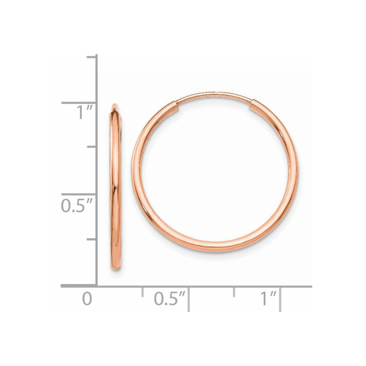 14k Rose Gold 1.5x23mm Polished Endless Tube Hoop Earrings