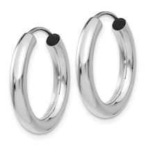 14k White Gold 3.00x20mm Polished Endless Tube Hoop Earrings