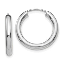 14k White Gold 3.00x20mm Polished Endless Tube Hoop Earrings