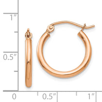 14k Rose Gold 2.5x17mm Polished Lightweight Tube Hoop Earrings