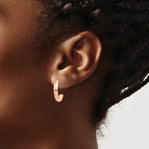 14k Rose Gold 3.5x17mm Polished J-Hoop Post Earrings