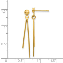 14k Polished Two Bars Dangle Post Earrings