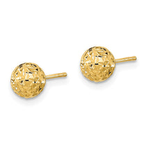 14k 6mm Diamond-cut Puffed Ball Post Earrings