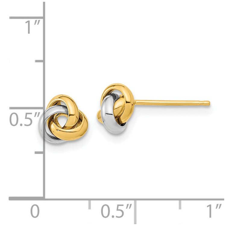 14k Two-tone 7mm Polished Love Knot Post Earrings