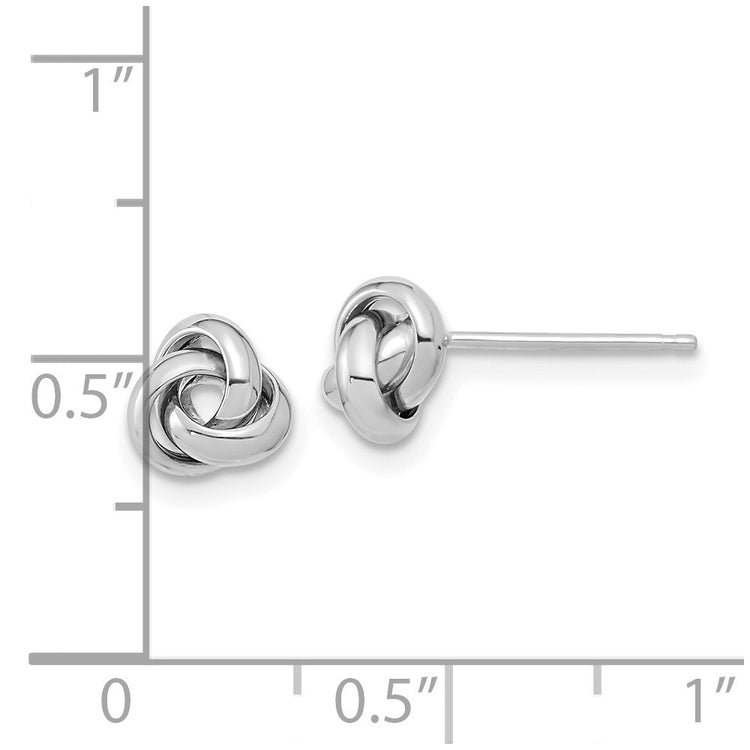14k White Gold 6.5mm Polished Knot Post Earrings