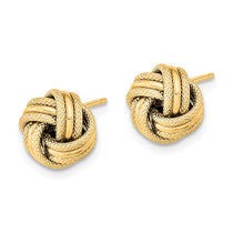 14k 9mm Polished Textured Triple Love Knot Earrings