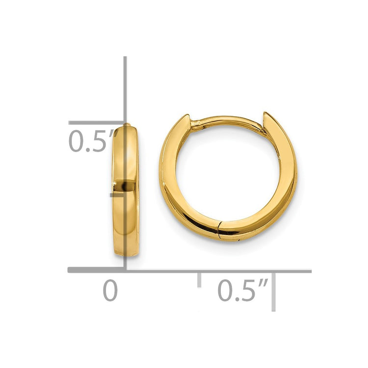 14k 1.8mm Round Hinged Hoop Earrings
