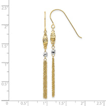 14k Two-tone Bead and Chain Tassel Dangle French Hook Earrings