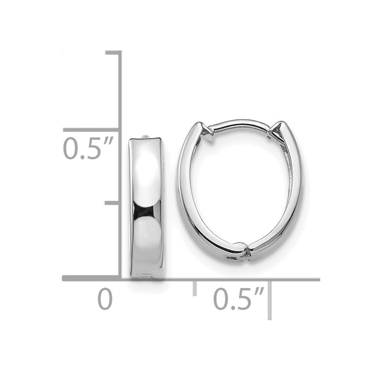 14k White Gold Polished Hinged Hoop Earrings