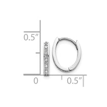 14k White Gold Diamond-cut Oval Hinged Hoop Earrings