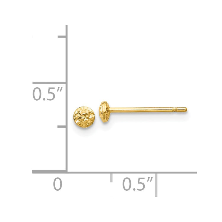 14K 3mm Textured Puffed Round Button Post Earrings