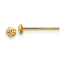 14K 3mm Textured Puffed Round Button Post Earrings