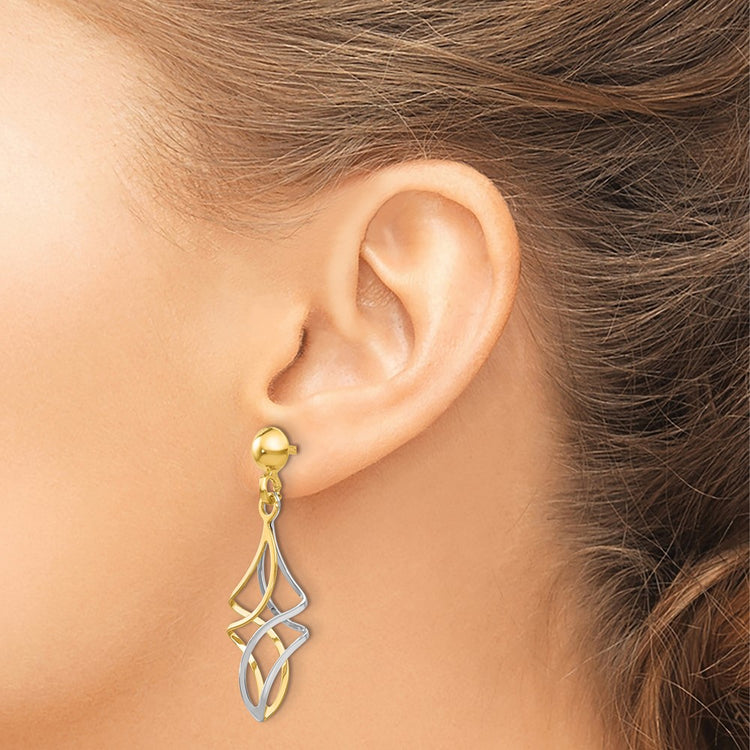 14k Two-tone Fancy Dangle Post Earrings