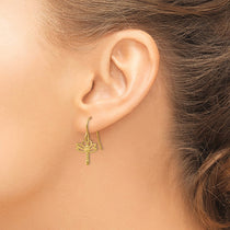 14k Polished Dragonfly Dangle French Hook Earrings