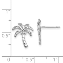 14k White Gold Polished Palm Tree Post Earrings