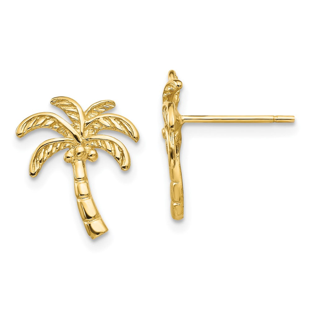 14k Polished Palm Tree Post Earrings