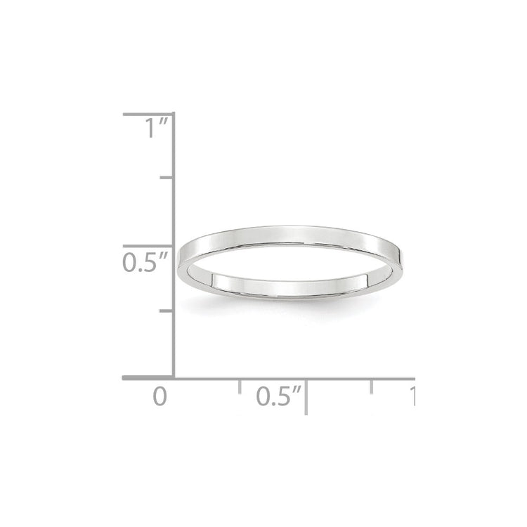 10k White Gold 2mm Lightweight Flat Wedding Band