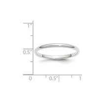 10k White Gold 2mm Half Round Wedding Band