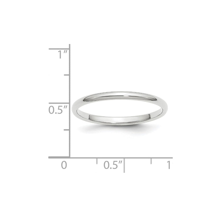 10k White Gold 2mm Half Round Wedding Band