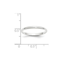 14k White Gold 2mm Lightweight Half Round Wedding Band