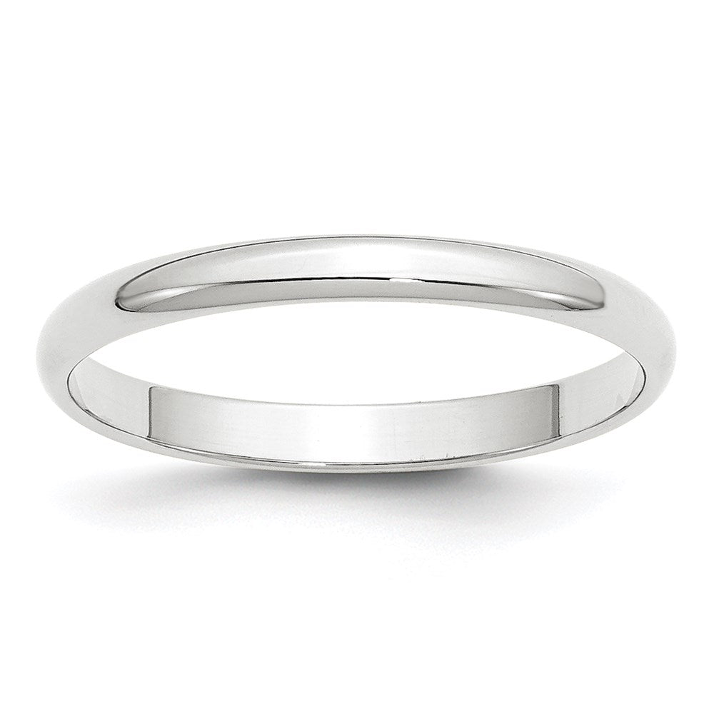 10k White Gold 2.5mm Lightweight Half Round Wedding Band