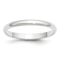 10k White Gold 2.5mm Lightweight Half Round Wedding Band